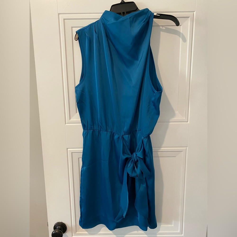 Pretty Garden Elegant Blue Asymmetrical Silky Sleeveless Dress XL